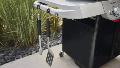 3 Pack Rail Mounted Grill Tool Hooks For Hanging Spatulas Tongs Brushes And Other BBQ Gear On Side Rails Repositionable