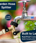 Heavy Duty 2 Way Hose Splitter Premium Brass Y Adapter With Double Shut Off Valve Rust Resistant Finish For Outdoor Faucet Spigot Bib Tap Garden Hose Connector on outdoor spigot