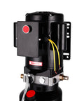 Close-up of Heavy Duty 220V Hydraulic Pump With 10L Steel Oil Tank And 2950 PSI Max Pressure switch and wiring details.