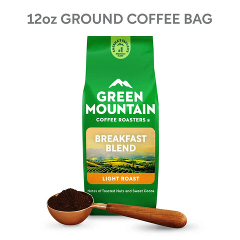 Breakfast Blend Ground Coffee, Smooth Light Roast With Nutty Notes And Cocoa Sweetness, Bright Morning Start, 12 Ounce Bag