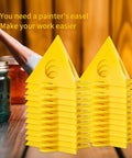 Premium Solid Gold 36 Piece Painters Pyramid Stands For Cabinet Doors And Furniture Risers stacked yellow triangle paint dryers