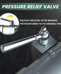 Pressure relief valve on Smooth Operator 1150W Portable Hydraulic Rebar Bender for safe operation during bending.