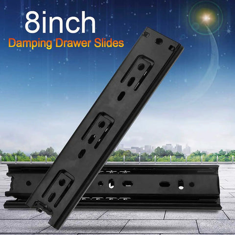 Heavy Duty Full Extension Drawer Slides With Silky Smooth Quiet Glide Built From Tough Zinc Coated Steel For Bedroom Closet Refreshes And Kitchen Cabinet Swaps. 8-inch black damping drawer slides.