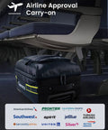 Underseat Carry On Luggage With Wheels 16 Inch 30L Waterproof PVC Weekender Bag in airline's cabin, Navy Blue