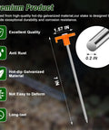 Heavy Duty 7 Inch Tent Stakes, 10 Pack Galvanized Steel Ground Anchors with bright orange head and rust-resistant material.