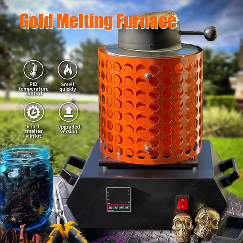 Beastly 1 To 3 Kg Gold Melting Furnace With 2102F Electric Heat Graphite Crucible Included Gold Melting Kit shown on table