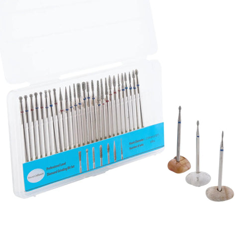 Pro Grade Nail Drill Bits Set For Pedicure And Cuticle Care With Diamond Grit 120 Three Thirty Second Inch Shank 30Pcs Pack