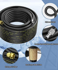 POHIR power washer hose, 100 ft, 3/8 in quick-connect, wire-braided with stainless steel fittings, 2 quick-connect kits