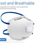 N95 Masks For Adults NIOSH Approved 20 Pack Valved Particulate Respirator With Comfort Plus Seal shown with exhalation valve