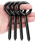 Built Tough 5 Inch Eye Hooks Set Of 4 Screws In Carbon Steel Black Large Screw Eye Hooks For Wood And Cables Heavy Duty Gear