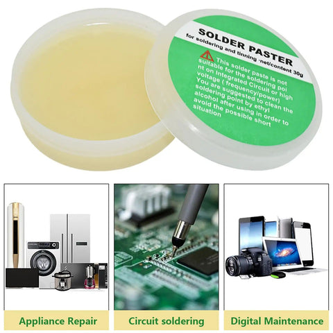 Pro Grade Soldering Paste And Cream For Electronics Repairs PCB And LED Soldering, 30g container, circuit soldering use