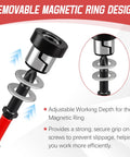 Heavy Duty Premium Top Tier Magnetic Drywall Screw Setter Bits With Adjustable Depth Stop showing removable magnetic ring design.