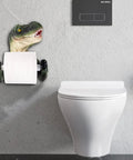 Dino Themed Toilet Paper Holder Adhesive Wall Mount Funny Kid Friendly Bathroom Decor Easy Install Roll Holder next to toilet