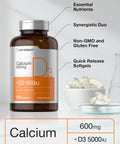 Calcium With Vitamin D3 600 Mg Softgels For Strong Bones And Daily Health Non GMO Gluten Free 120 Count Bone Support Formula bottle