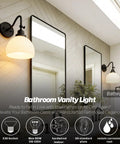 SongCiLT Vintage Wall Sconce 1-Light with White Striped Glass Globe Shade displayed beside a mirror in a modern bathroom setting.