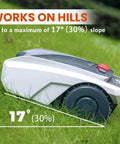 Smart Robotic Lawn Mower With App Control And Mapping on a slope demonstrating 17-degree hill capability