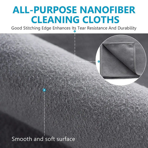 Close-up texture of Eight Pack Microfiber Screen Cleaning Cloths, Double-Sided Suede Wipes For Glasses, Lenses, Phones, Computers, TVs And All Electronic Screens, 12 By 12 Inches, Grey, Must-Have Gadget Cleaners