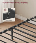 Solid Twin Bed Frame With Hella Comfy Upholstered Headboard And Sleek Metal Footboard Modern Bedroom Essentials close-up of sound isolators on metal frame
