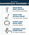 Built To Last Solid Metal Handheld Bidet Sprayer For Toilet With 59 Inch Hose And Leak Proof T Valve Jet Spray features.