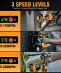 Beefy Half Inch Brushless Impact Wrench With 3000 RPM Three Speed Modes High Torque Includes Two 4Ah Batteries And Charger