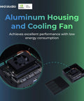 Jetson Orin NX Edge AI Powerhouse aluminum housing cooling fan detail, showing interior layout