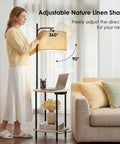 Round Floor Lamp With Table And Built In Charging Station USB Type C And AC End Table Lamp For Living Room And Bedroom