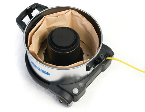 Inside view of Professional Grade Heavy Duty Canister Vacuum With Smooth Suction Power And Dead Silent Motor Featuring Certified HEPA Filters Plus Zero Fuss Cord Swap For Easy Daily Cleanup, showcasing dust bag.
