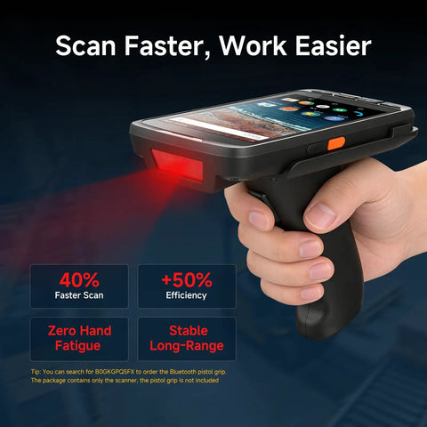 Hand holding Rugged 5 Inch Android Barcode Scanner With 4G LTE WiFi GPS IP65 Zebra SE4710 Engine for inventory and WMS tasks