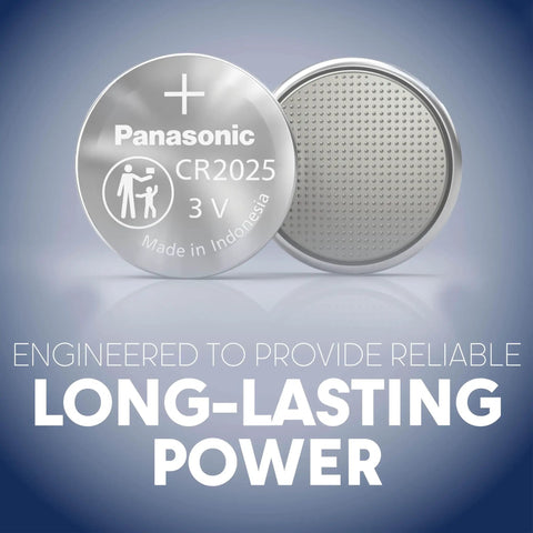 Premium CR2025 3V Lithium Coin Cell Batteries Four Pack Long Lasting Heavy Duty Juice For Key Fobs Smart Watches Calculators And Electronics Solid Child Safe Design Gonna Keep Your Gear Running Flawless, showing a CR2025 battery with engraved details.
