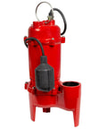 Rugged Half Horsepower 115V Cast Iron Sewage Pump With 5600 GPH Flow, Tethered Switch, 10 Foot Cord, Dual Ball Bearings, Vortex Impeller