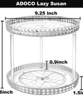 Two Tier Clear Diamond Lazy Susan Bathroom Organizer With Hella Smooth 360 Rotating Base For Vanity Countertop Makeup Skincare Perfume Storage That Is Straight Up Game Changing, 9.25 inch.