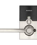 Keypad Keyless Entry Electronic Lever Lock With 12 User Codes And One Time Codes, Satin Nickel Finish, top view