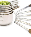 Stacked 12-piece Pro Chef Grade Stainless Steel Measuring Cups And Spoons Set Of 12 For Dry And Liquid With Stackable Long Handles