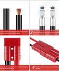 Instructions for 2 Pack 50 Amp Quick Connect Disconnect Battery Connector Kit For 6 To 12 Gauge Wires assembly and connection.