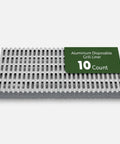 Stack of Foil Lux Disposable Grill Liners 19.7 By 12 Inch Nonstick Aluminum Grill Sheets, pack of 10, on display
