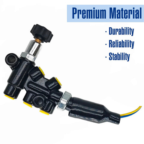 Beefed Up Universal Brake Proportioning Valve And Mounting Bracket Line Kit With Adjustable Dial Control showing durable black finish and connection fittings.