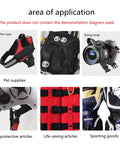 Image showing the use of Heavy Duty Quick Side Release Buckle For Backpack Straps Built Tough Adjustable Plastic Clip Fasteners Durable Snap Buckle Clasp Fits 15mm 20mm 25mm 32mm 38mm 51mm Webbing Black for pet rope, fixing strap on a camera, safety gear, and sporting equipment.