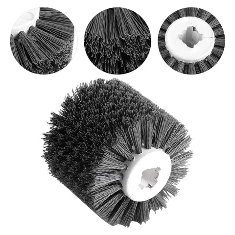 Phefop Abrasive Wire Burnishing Polishing Wheel 320 Grit for wood drawing machine with black bristles round design.