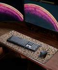 Leopard Print Large Gaming Mouse Pad For Home Office Desk Setup, Oversized 31.5 X 11.8 Inch Laptop And Keyboard Mat on desk