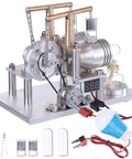 Top-Tier Stirling Engine Generator Model Set 3 with brass and aluminum alloy, showing detailed twin-cylinder desktop demo kit.