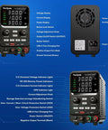 Front and back view of 30V 10A Bench Power Supply With Encoder Knob Four Memory Presets OCP OVP Protection USB Type A And Type C.