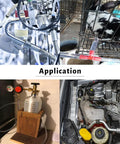 Clear 1/4 in ID vinyl tubing with stainless clamps; collage shows IV, pet cage water line, CO2 hookup, car engine hose