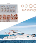 Heavy Duty Flat Copper Washers Kit Nuts And Bolts Diesel Injector Seals Fits Marine Industrial Auto Cars Heat Resistant Stuff Keep Engines Smooth Without Leaking While You Save Cash Doing It Yourself Now And Make Your Ride Perform Sweet, 200-piece assorted sizes in case