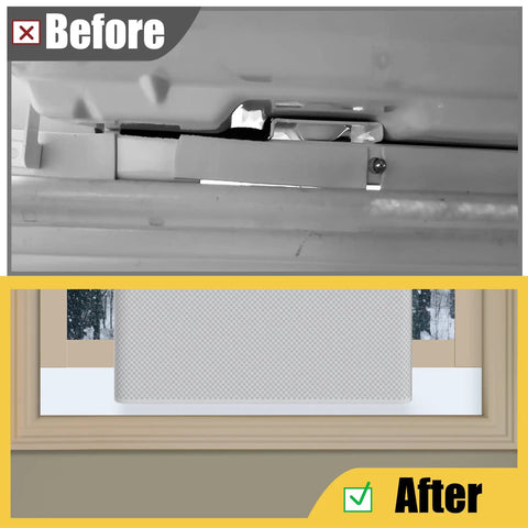 Installation of 2 Pack U Shape Window AC Foam Block With Weather Seal Tape Curtain Side Draft Stopper on a window frame