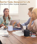 Electric Coffee Mug Warmer With 15 Oz Ceramic Cup And Removable Cork Base, Smart Desk Heater for warm coffee at a meeting.