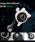 Close-up of torque strut mount, reference number A4373, with black rubber and metal design for vehicle stability.