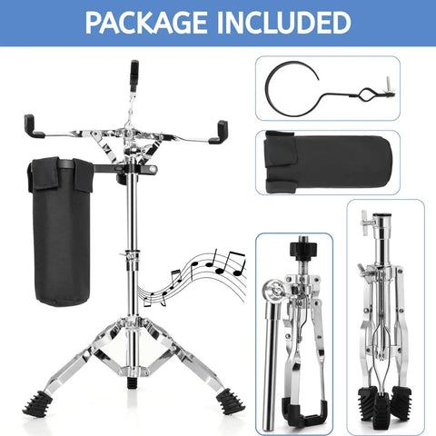 Youeon Heavy Duty Double Braced Snare Drum Stand With Stick Holder Fits 10 14 Inch Kicks Adjustable Height accessories included