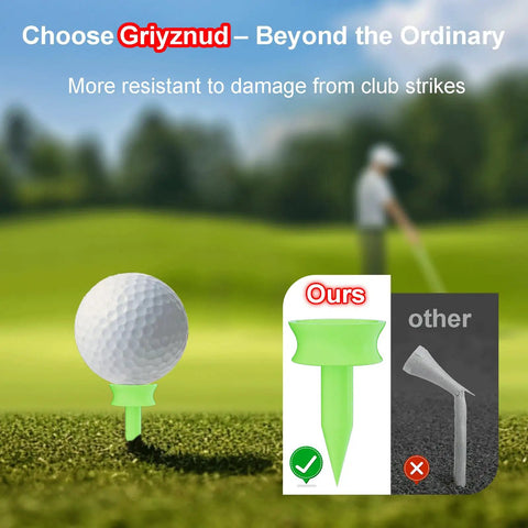 Durable Neon Green 0.82 Inch Golf Tees Pack Of 100 For Easy Tee Up shown in comparison on golf course