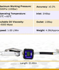 Pro Grade Digital Oil Control Valve Meter Nozzle For Pneumatic Oil Gun with LCD display and 1/2 NPT inlet.