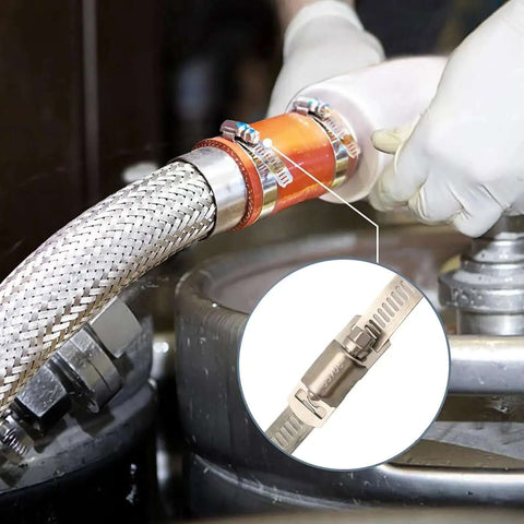 Premium Stainless Steel Hose Clamp Kit With Adjustable Worm Gears For Quick Tightening And Secure Grip on braided hose